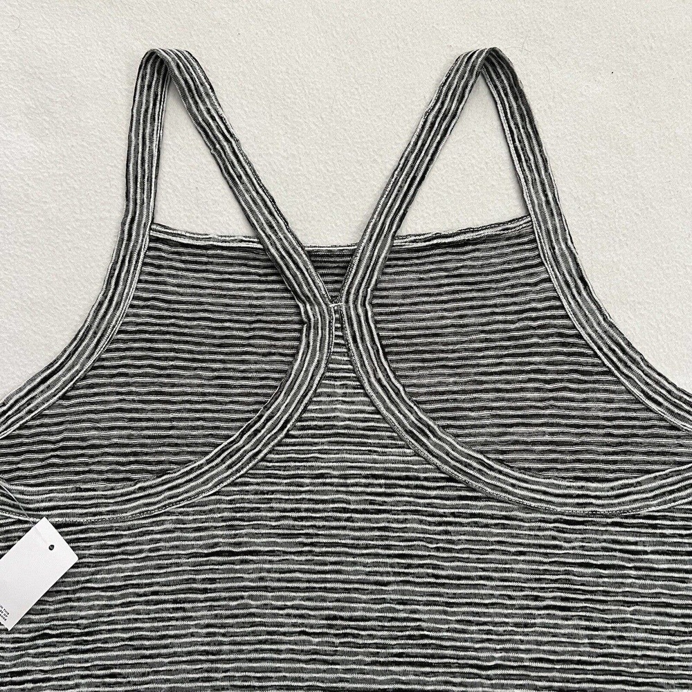 NWT Loft High Neck Black White Stripe Rayon Blend Halter Racerback Tank Top L - Picture 6 of 6